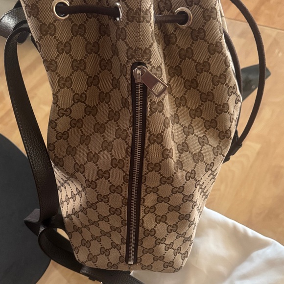 Gucci Tan Monogram Drawstring Backpack - Picture 12 of 16
